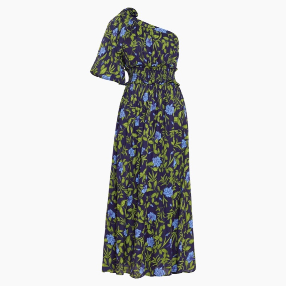 Blue and Green Asymmetrical One-Shoulder Dress | NWT 1599 Carla